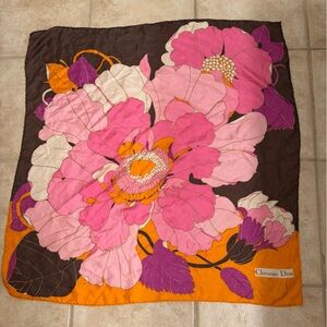 Vintage Christian Dior Floral Silk Scarf